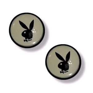 Playboy Illusion Bunny Black & White Magnetic Fake Acrylic Plugs Tunnels